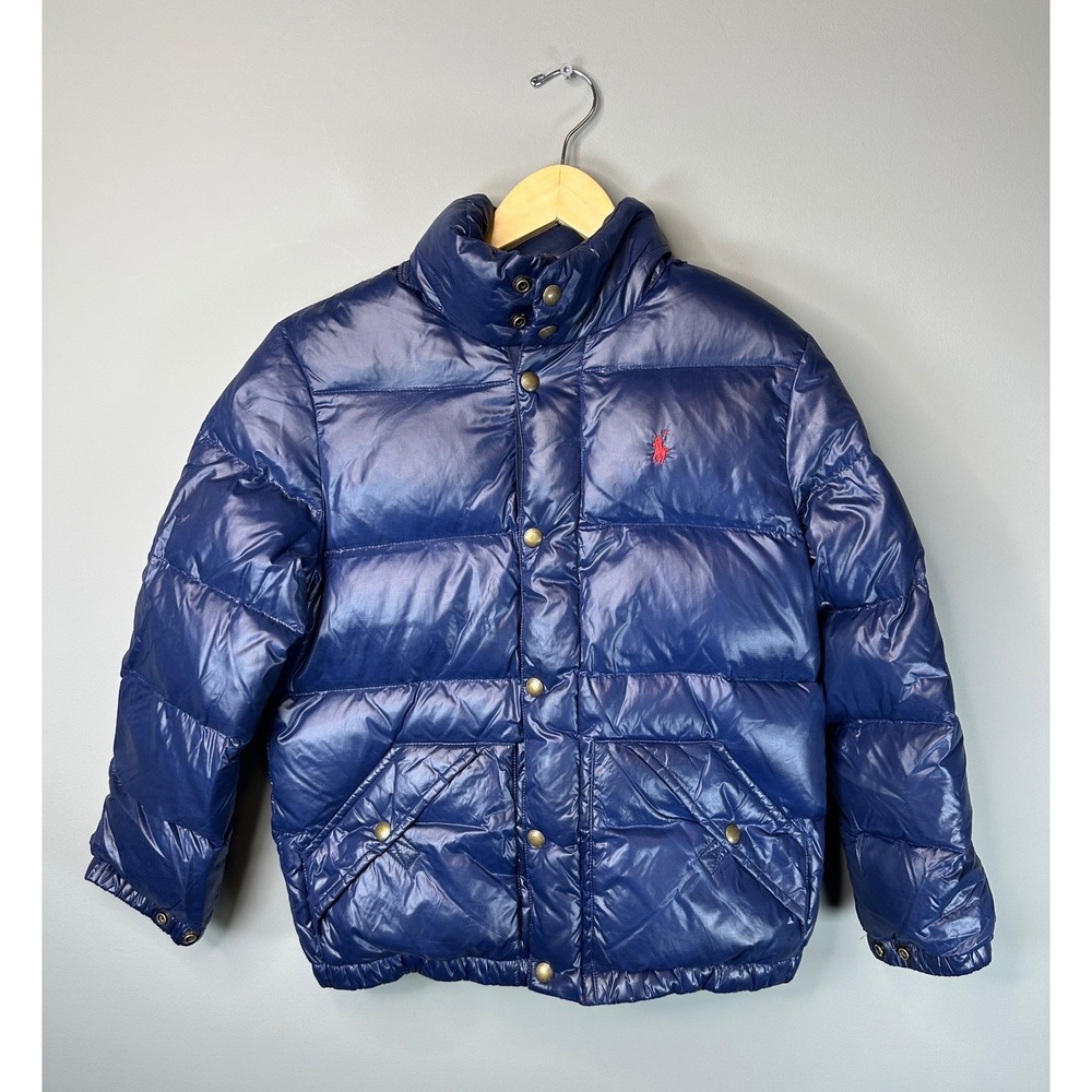 Polo Ralph Lauren Puffer Jacket Toddler 4T Navy Blue Down Fill Snap Front